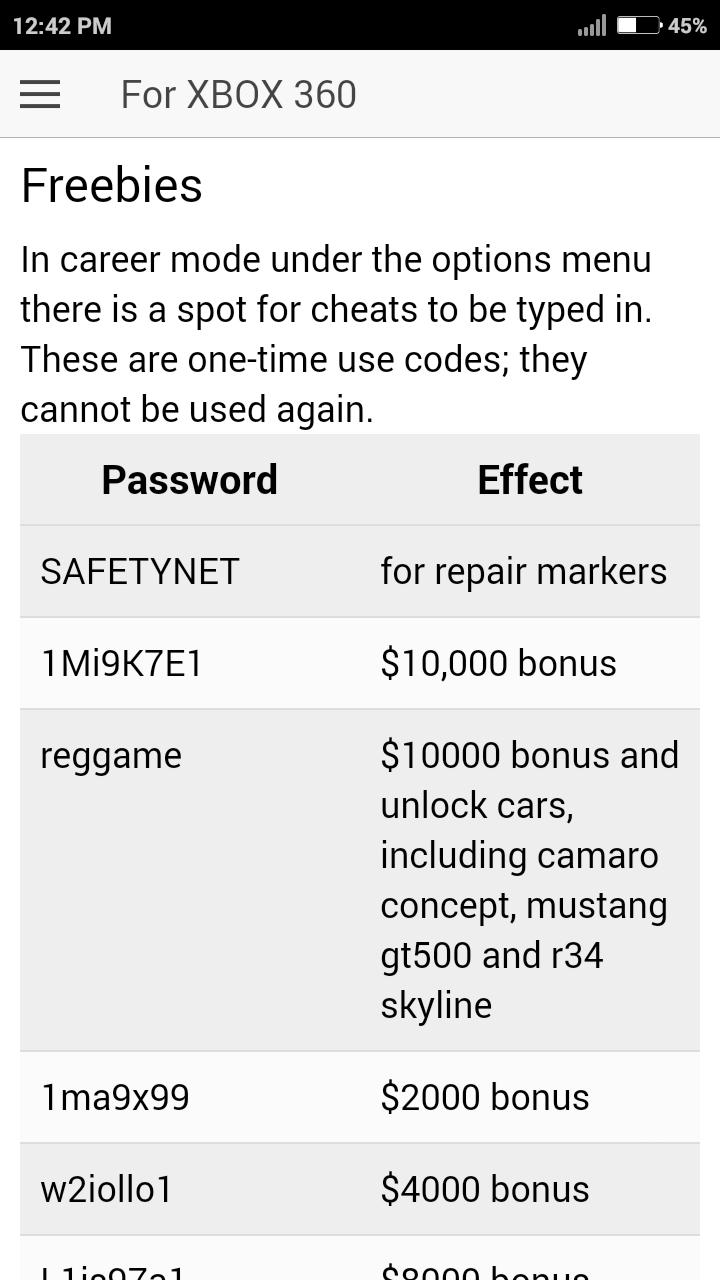 need for speed carbon cheats wii